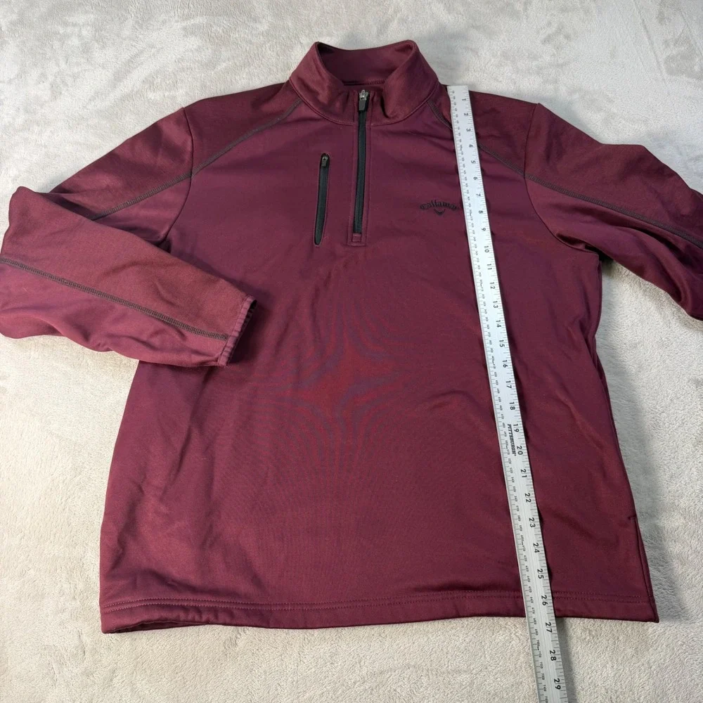 Callaway Quarter Zip Pullover Mens Medium Burgundy Fleece Lined Golf Sweater